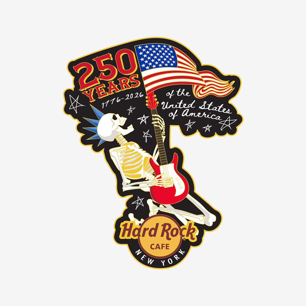 Limited Edition USA 250th Jamming Skeleton Pin image number 1